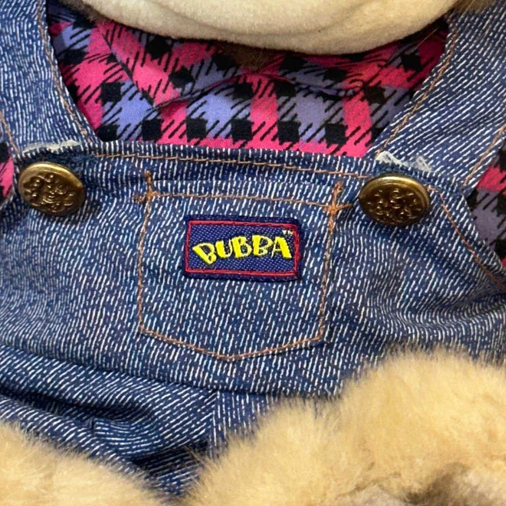 Vintage Bubba Lion Plush 80s 90s Retro Denim Overalls Orange Sunglasses Untested